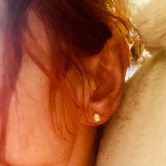 Vintage One Carat TW Citrine Princess Cut Sterling 60’s Solitaire Earrings - Picture 2 of 5